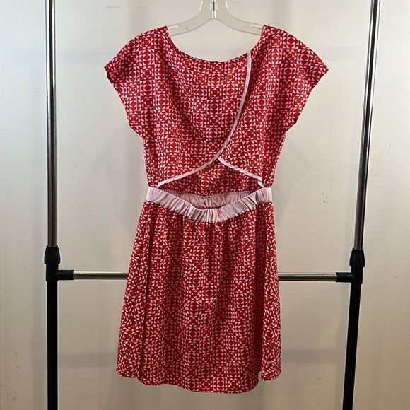 ROXY Red & Pale Pink Open Back Dress - Size Small - Picture 9 of 14